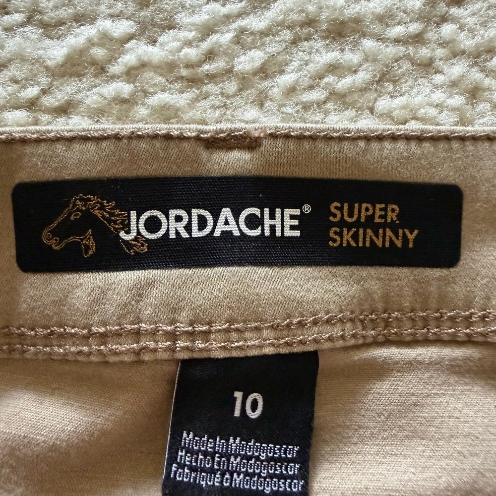 Jordache Super Skinny Soft Women Beige Size 10 Adjustable Waist Button Zip - Picture 10 of 11